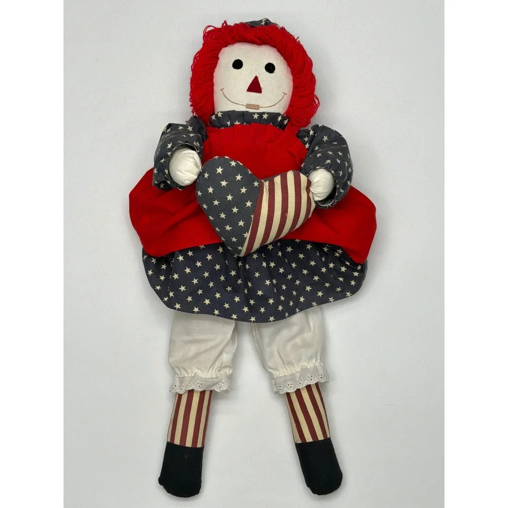 Vintage 1776 BiCentennial patriotic Raggedy Ann handmade‎ Rag Doll Heart
